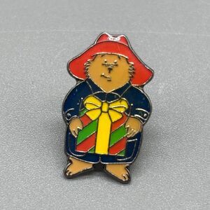 Paddington Bear Enamel Pin Christmas Present Red Hat Blue Coat Lapel Brooch